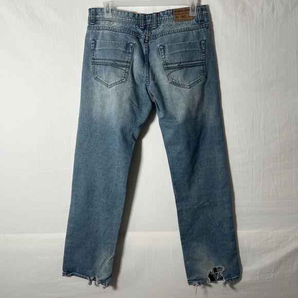 Jordan Craig Jeans Men’s 34 X 34 Light Wash Distressed Raw Hem Denim - Picture 3 of 10